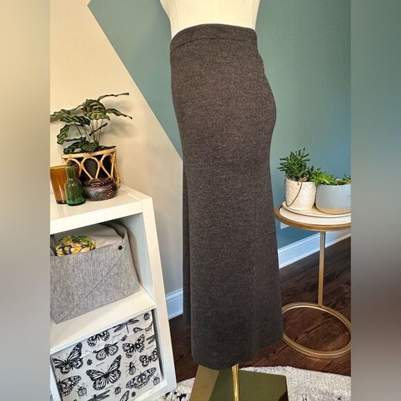 Vintage Nina Leonard Wool Blend Knit Pencil Skirt Stretchy Gray Midi Skirt 90s L - Picture 3 of 8